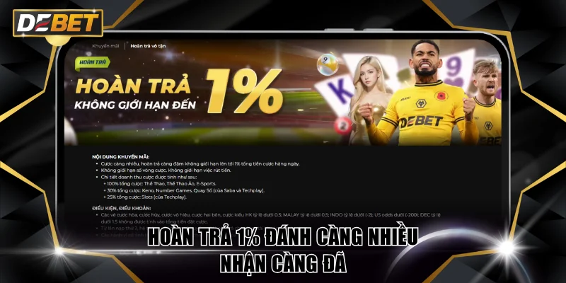 Hoàn trả 1% đánh càng nhiều nhận càng đã
